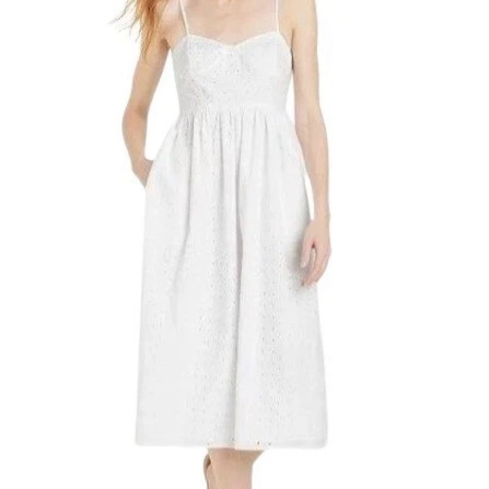 A New Day Eyelet White‎ Tea Length Midi Dress